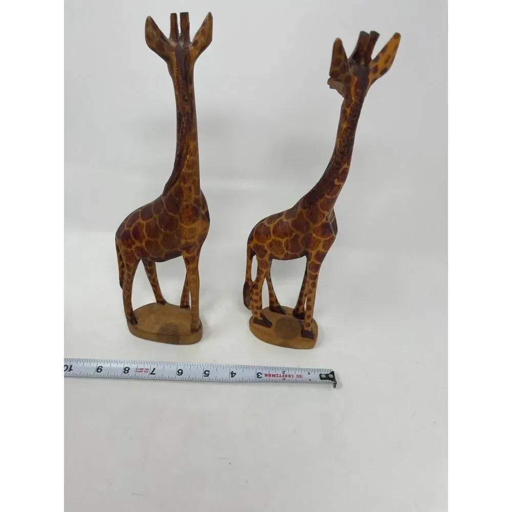 Pair Vintage Hand Carved & Painted 12